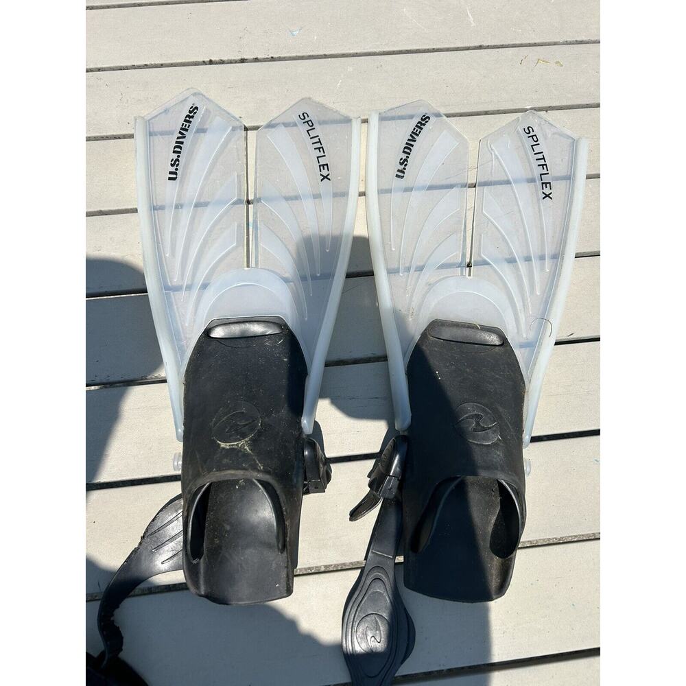 U.S. Divers Splitflex Flippers Fins Size Large( 10-13) w/ Removable Insoles